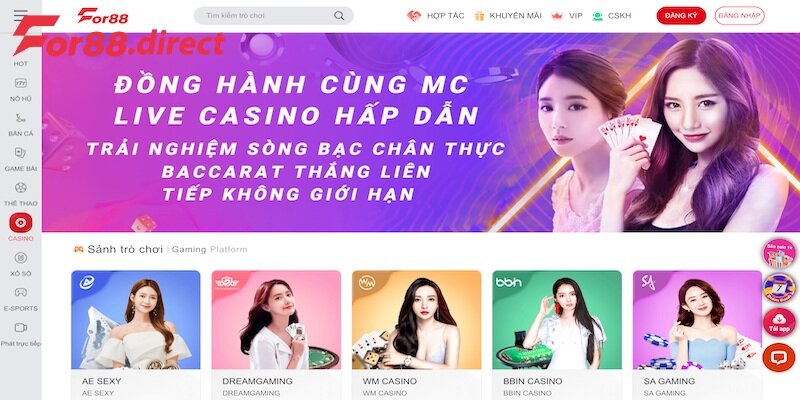 Trải nghiệm những sảnh chơi giải trí đỉnh cao tại Casino Online For88